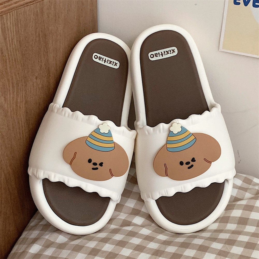 Soft platform double home summer slippers women personality cute hat dog indoor street sandals girl slippers