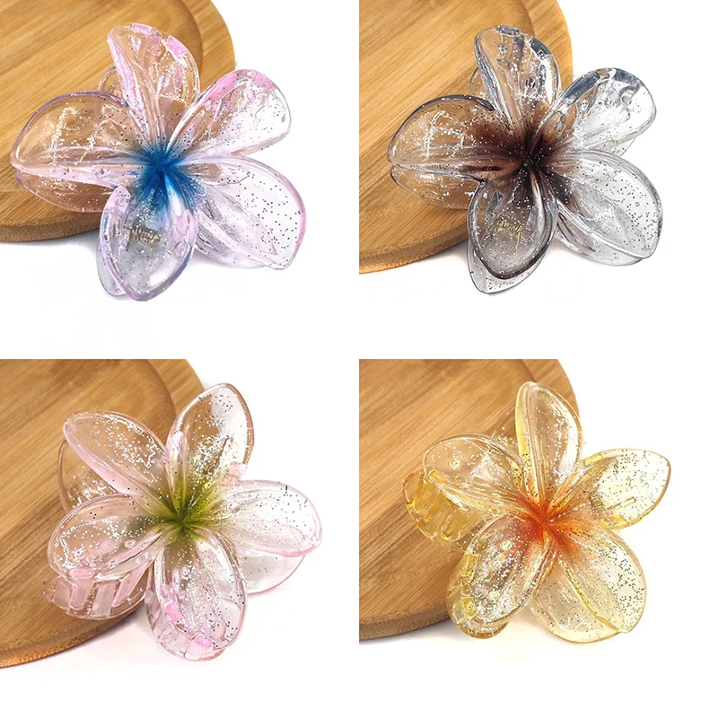 Hair Flower Clip Clips Hawaiian Plumeria Beach Flowers Claw Barrettes Accessories Barrette Kids Colorful Women Hair Claw