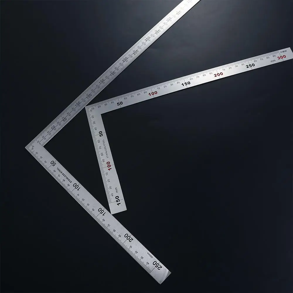 Educational Metal Double Sided Measuring Tool School Supplies L Shape Ruler 90 Degree Ruler Straight Ruler 90 Angle Ruler