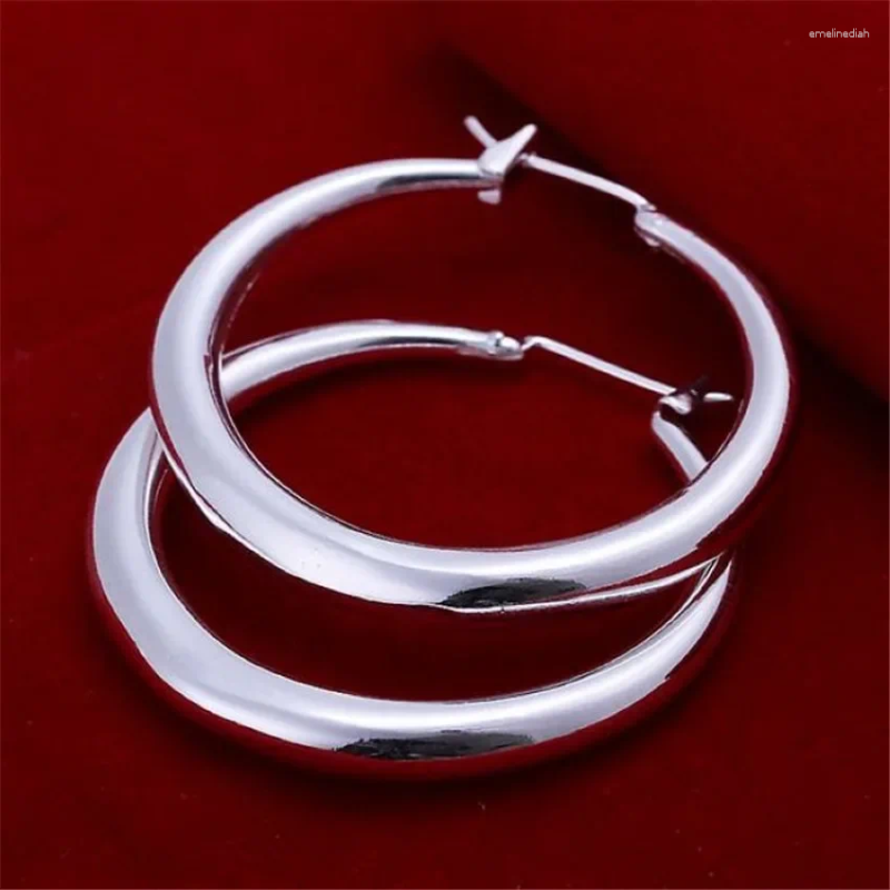 Hoop Earrings Sterling Sier 3.5cm Round High Quality Gold Plated Fashion Jewelry Wedding Christmas