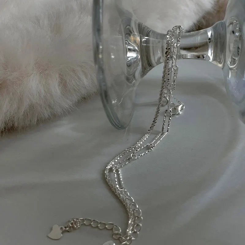 925 Sterling Silver Sparkling Chain Bracelet Female Ins Niche Design Luxury Exquisite Bracelet for Women Silver 925 Jewelry