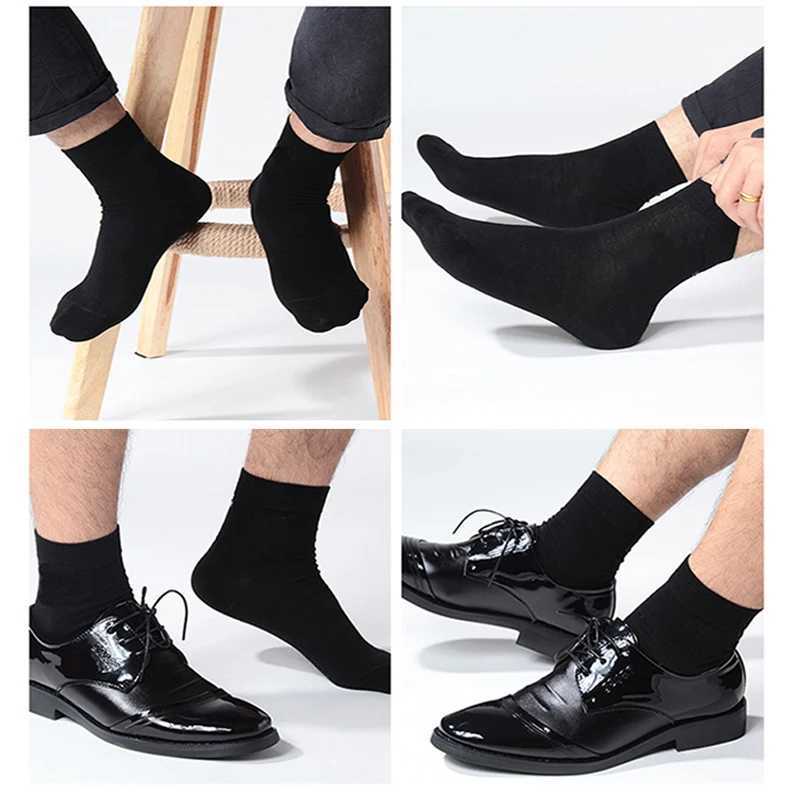 5 Pairs Pure Color High Quality Women and Men Cotton Soft Breathable Antibacterial Black Business Men LX241102
