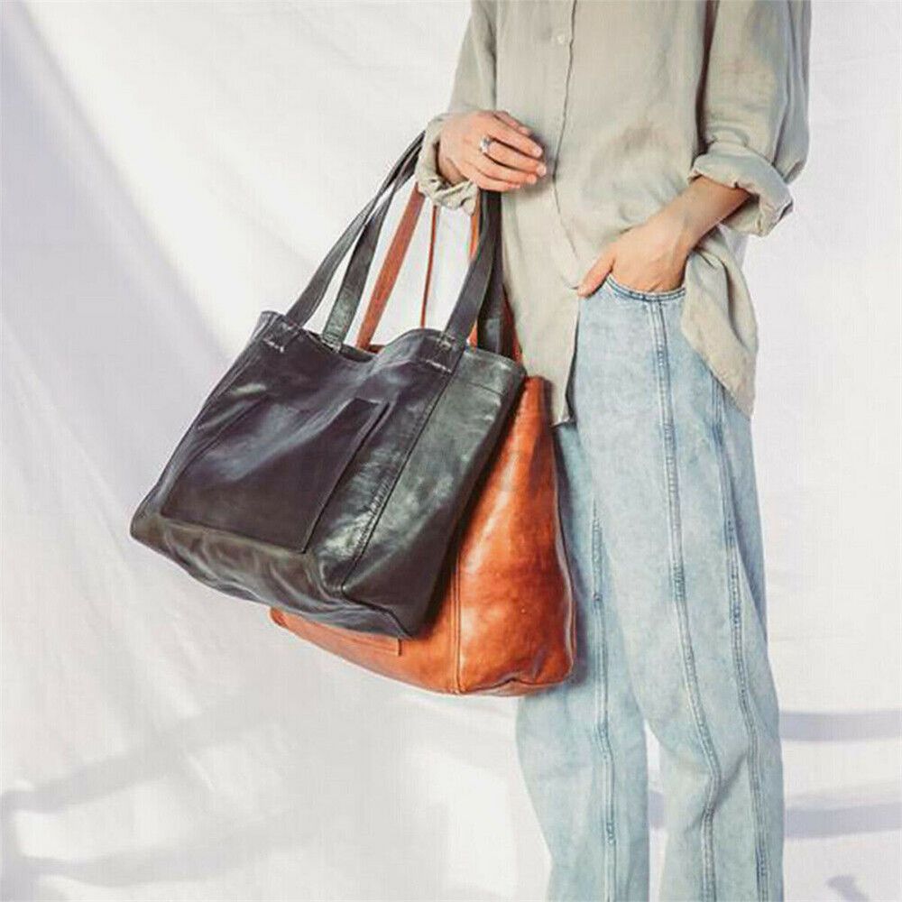 Women Vintage Weekender Soft Leather Oversized Shoulder Bag Large Tote Handbags Fashion Portable Outdoor Travel Bags