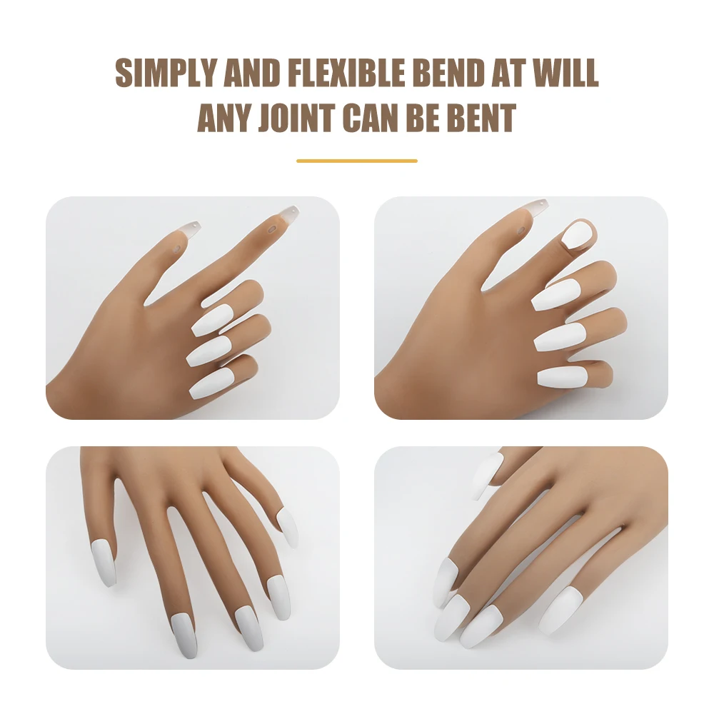 New Practice Hand 2025 for Nails Silicone Nail Art Practice new Equipment False Hand Soft Training Display Model Hands Prosthetic Hands