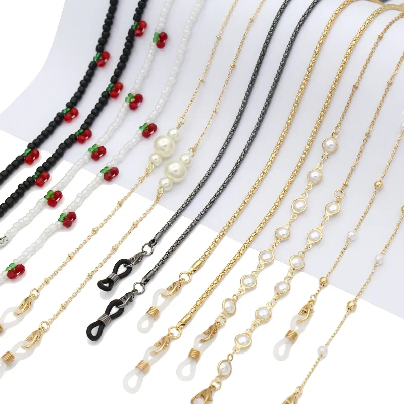 European and American Eyewear Chain Advanced Sense Eyewear Accessories Pearl Metal Chain Commuting Multi-Purpose Necklace