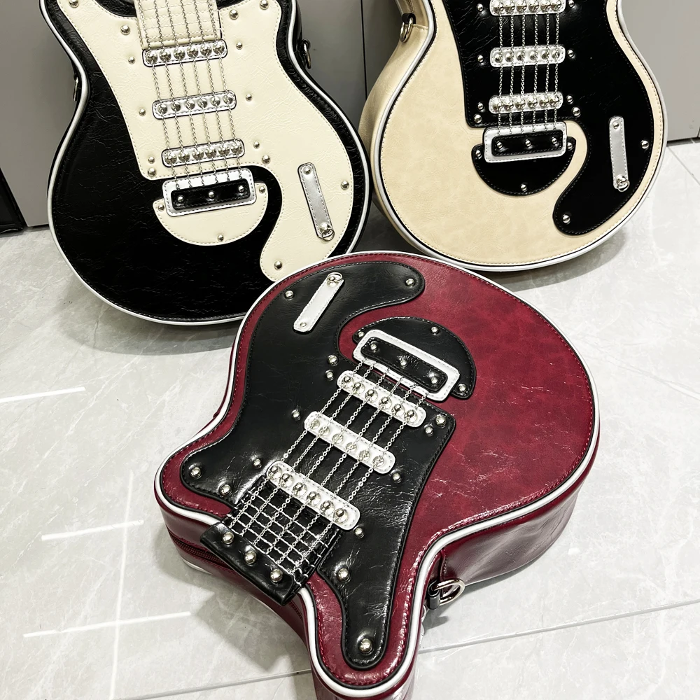 handbags purses and For Women Designer Leather crossbody shoulder bag handmade Guitar shape top handle bags Purse smile