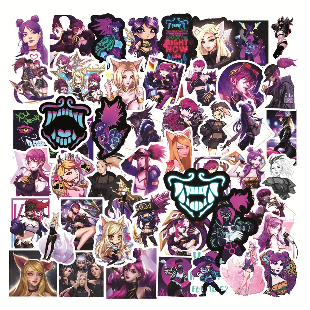 10/30/50PCS Game LOL KDA Anime Stickers for Laptop Water Bottle Skateboard Scrapbooking Waterproof Kids Decal Sticker Packs