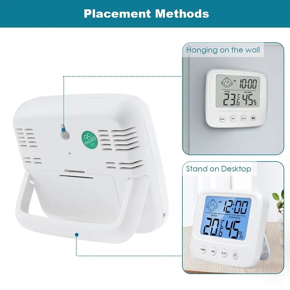 2pc New LCD Digital Temperature Baby Room Humidity Meter Backlight Home Indoor Electronic Hygrometer Thermometer Weather Station