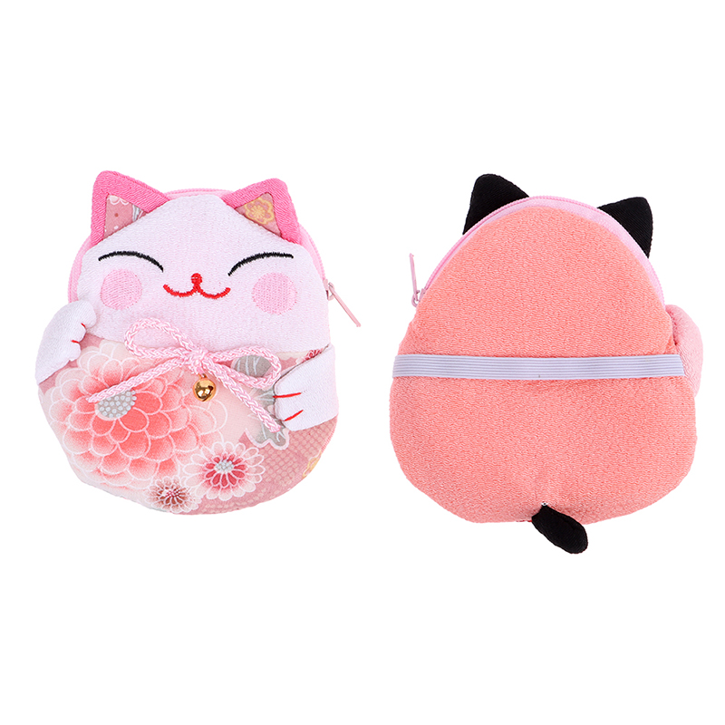 pc Lucky Cat Cloth Shaped Coin Purse Key Case Lovely Multi color Pocket Handbag