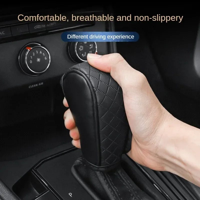 PU Leather Car Automatic Gear Handle Cover Non-Slip Wear-resistant Shift Knob Decor Protective Covers Interior Accessories