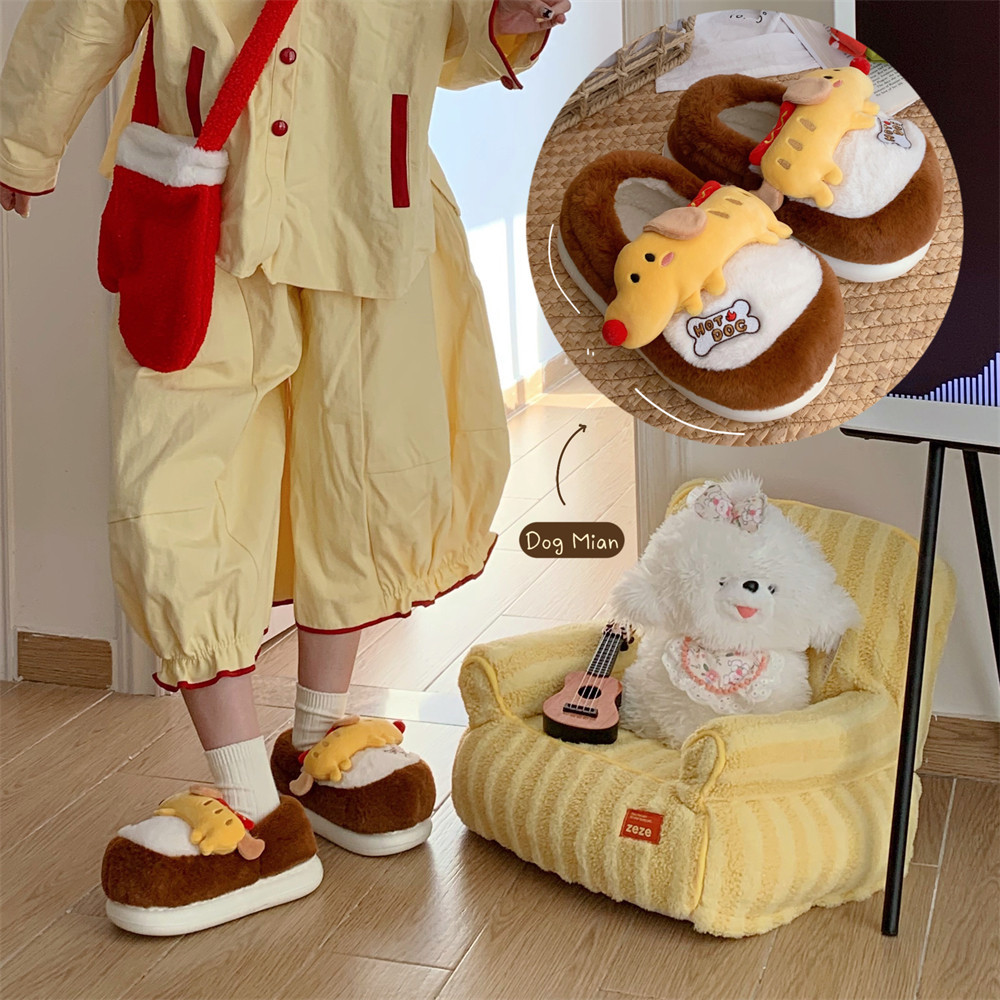 Slippers Fun Cute puppy dog Cute slippers for women Girls Fashion Kawaii Fluffy winter warm women's slippers 2024