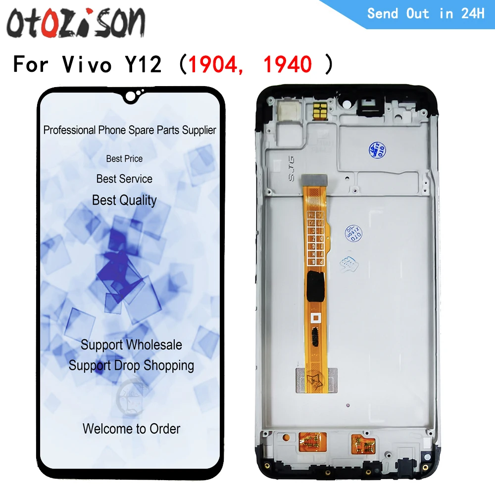 6.35" LCDs For Vivo Y12 2019 (1904 / 1940) LCD Display Touch panel Screen sensor Digitizer module With Frame Assembly