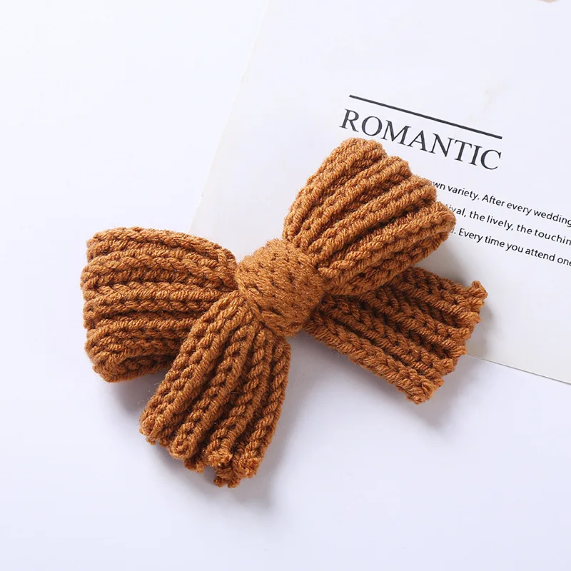 PC Wool Knitted Solid Color Bow Knot Hair Clips For Baby Girls Barrettes Hairpins Kids Clip Accessories 5