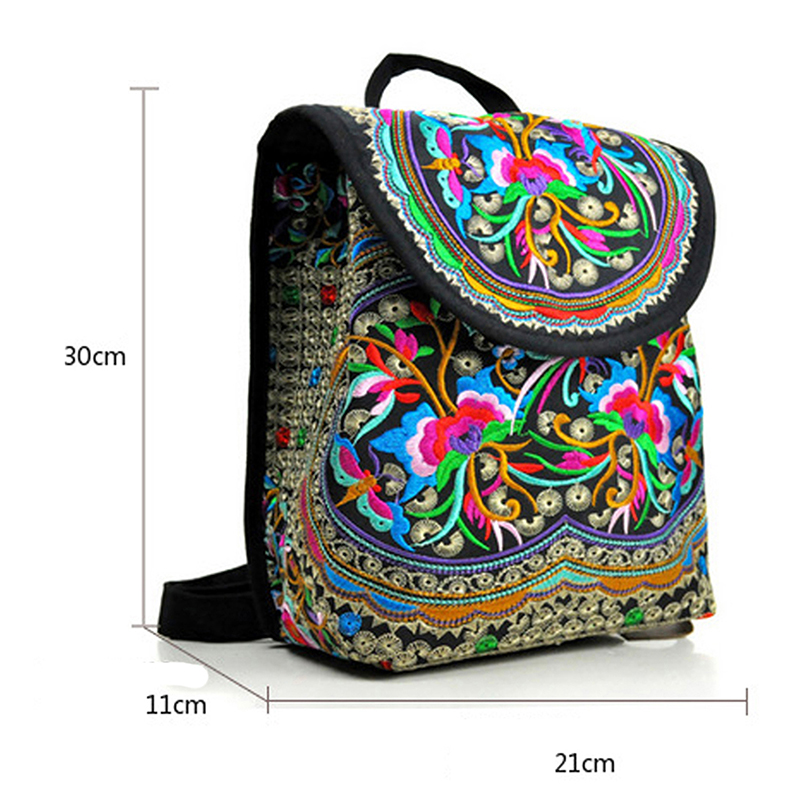 Women's Embroidered Summer Shoulder Gift Floral Backpack Rucksack Bohemian Travel embroidered