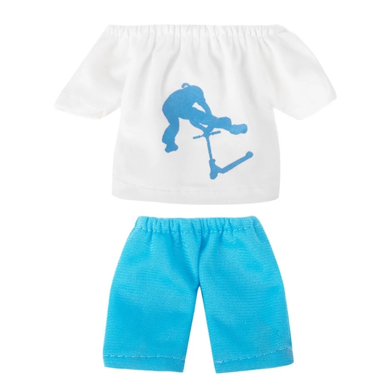 Mini Fingertip Clothes Set Finger Pants T-shirt Scooter Skateboards Tools Outfit Accessories for Kids Children Toy Game P31B