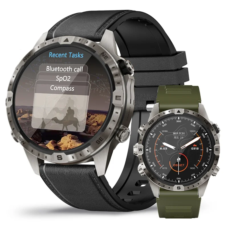 GT45 Smart Watch Men Outdoor Sports Voice Assistant Compass Calculator Bluetooth Call Heart Rate Health Monitoring Smartwatch