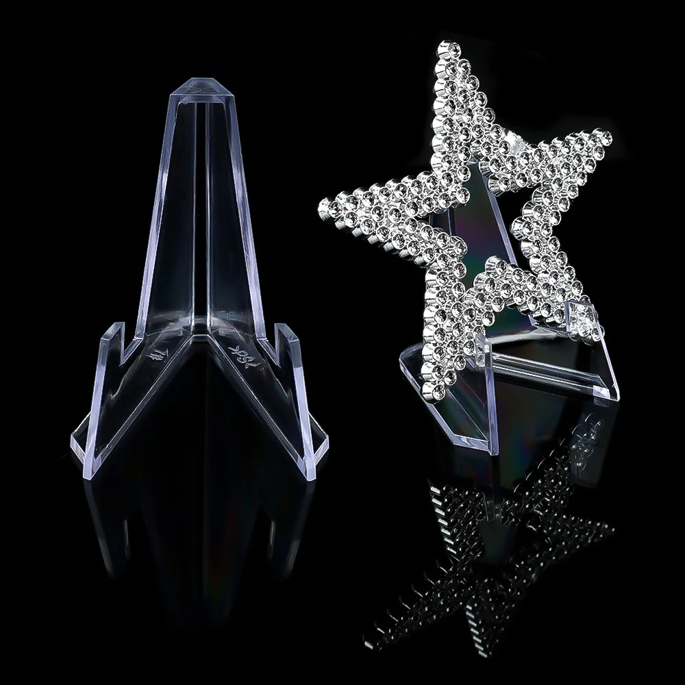 1-10Pcs Mini Acrylic Display Stand Transparent Triangle Commemorative Coin Photo iDol Card Holder Clear Display Rack Holders