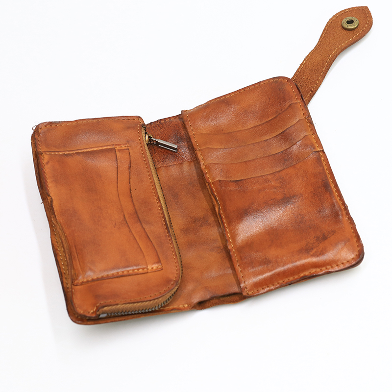 2023 Genuine Leather Women's Wallet Vintage Cowhide Large Capacity Long Bifold Female Purse Card Holder With Zipper Coin Pocket