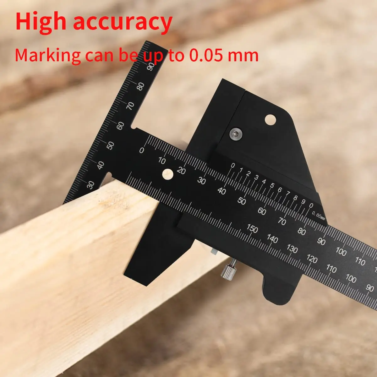 Woodworking Scriber, T Shaped Woodworking Multifunctional Ruler, Aluminum Alloy Marking Measuring Gauge - Metric