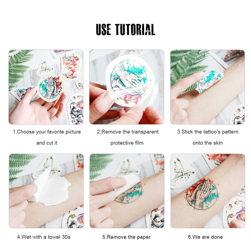 Women Waterproof Temporary Tattoo Sticker Mandala Flower Tatoo Elephant Feather Body Art Water Transfer Clavicle Temporary Tatto