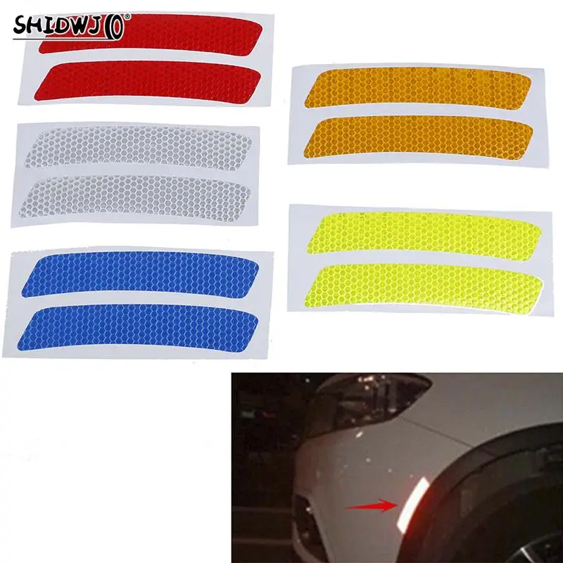 2Pcs Car Bumper Reflective Warning Strip Stickers Wheel Rim Eyebrow Warn Light Reflector Protective Sticker Scratch Paster