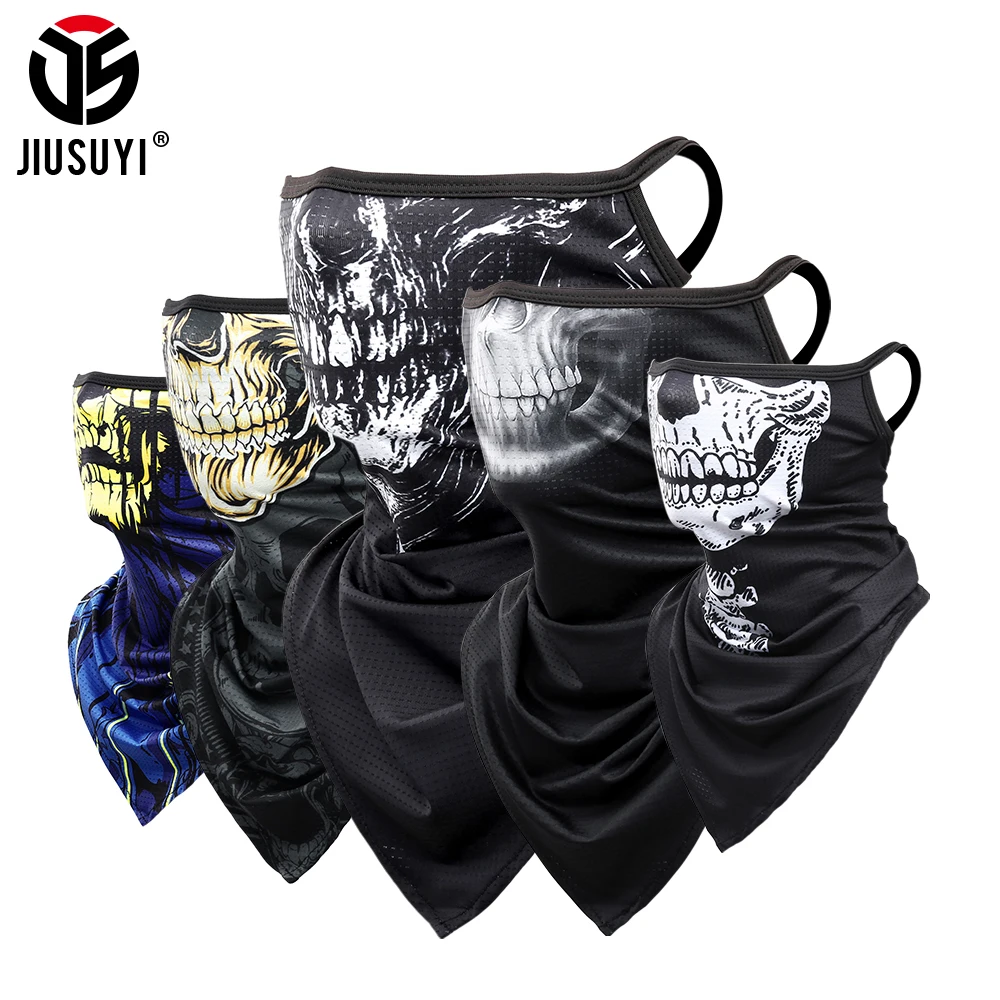 Skull Ski Headband Neck Gaiter Head Tube Scarf Ear Hanging Breathable Bandana Half Face Scarves Mask Cover Guard Men Quick Dry