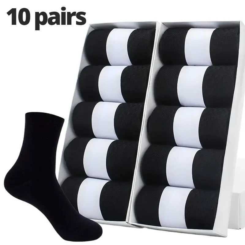 10 Pairs Mens Cotton New Style Black Business Men Soft Breathable Summer Winter for Male Plus Size 38-45 LX241102