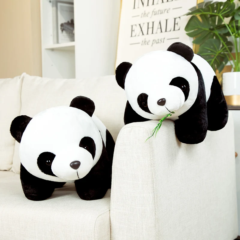 20cm Plush Panda Toys Lovely Pillow Panda with Bamboo Leaves Kawaii Stuffed Soft Toy for Kids Girls Boys Birthday Christmas Gift