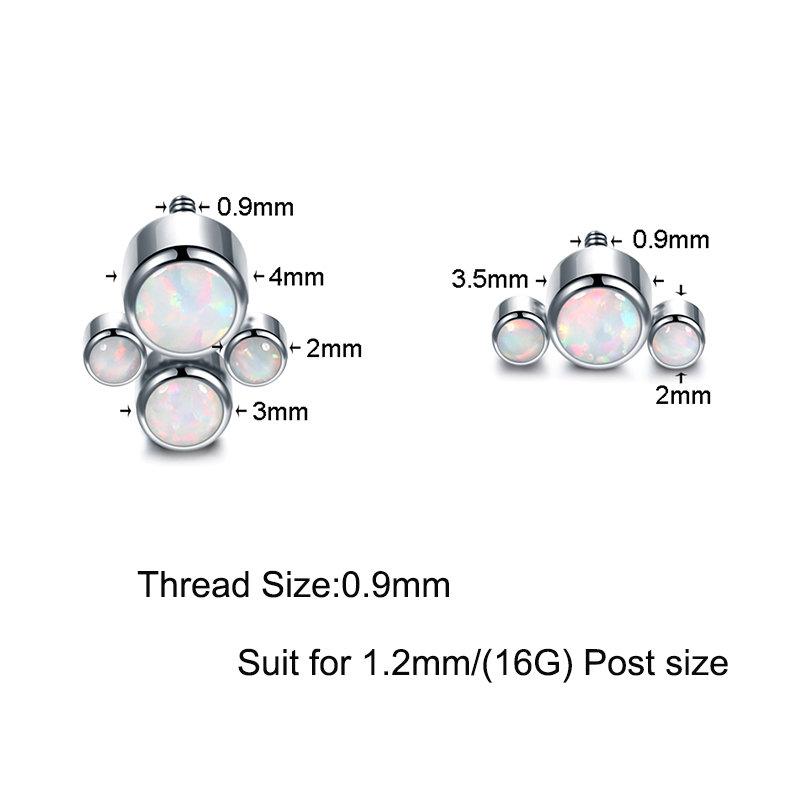 1PC Titanium Internally Threaded Ends Piercing Opal Dermal Top Earring Conch Helix Piercing Nose Medusa Lip Piercing Sex Jewelry