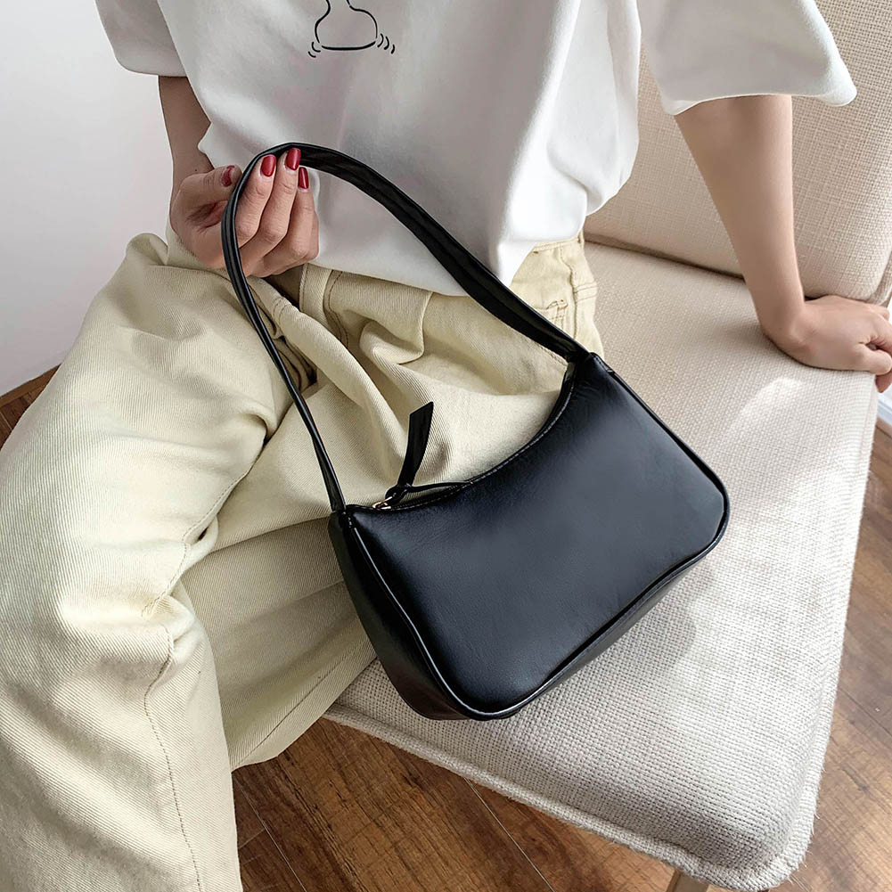 Popular Simple Female Daily Bag Soft PU Leather Women Handbags Solid Color Ladies Design Vintage Shoulder Bags