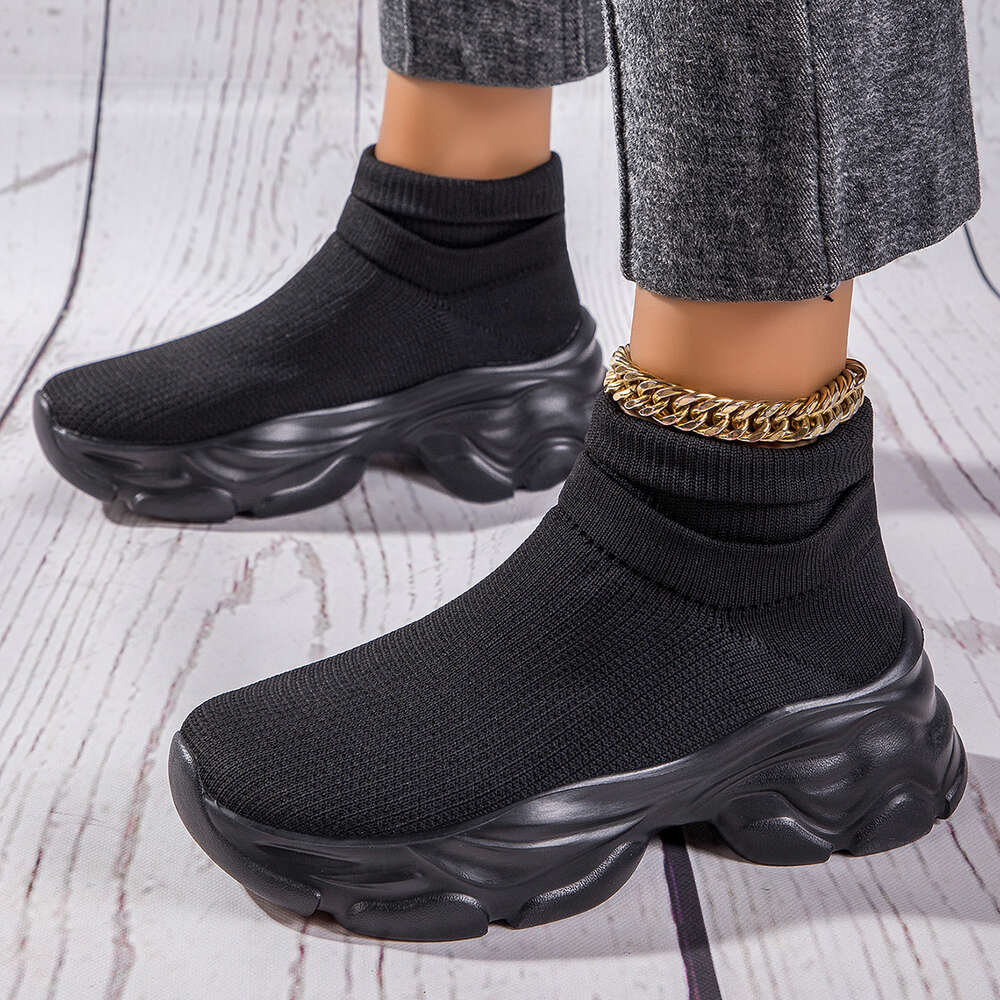 Sock shoes, female internet celebrity, autumn new high top student casual couple sports short boots, men's shoes ddmythur