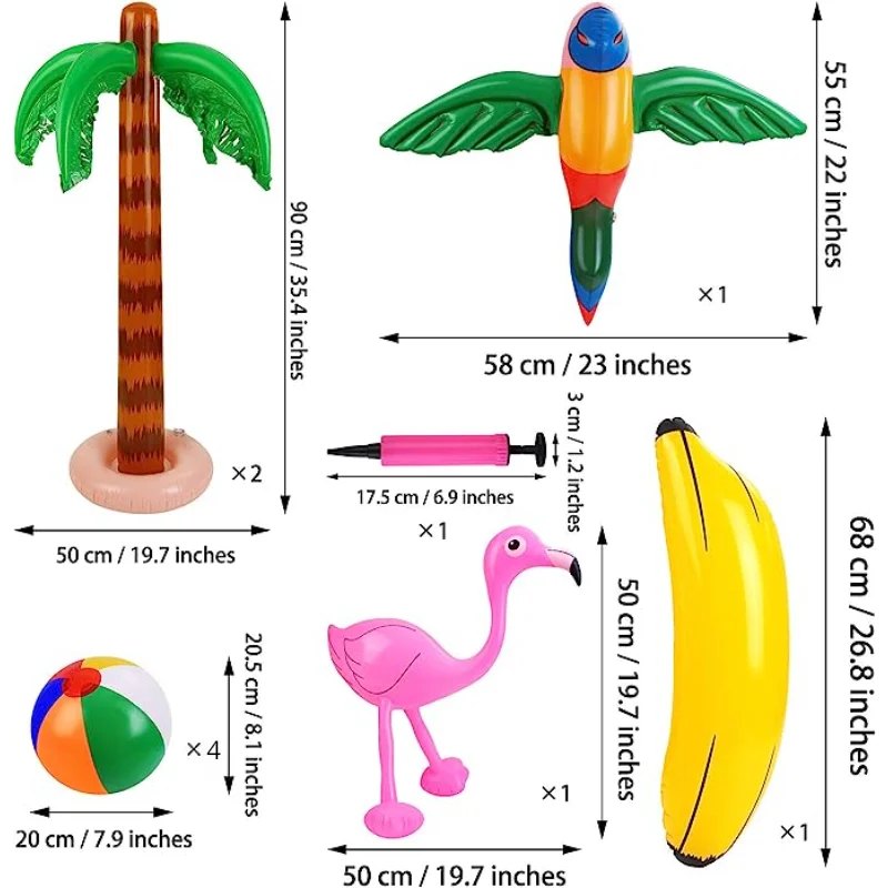 Inflatable Palm Tree Flamingo Banana Beach Ball Parrot Beach Pool Toys for Hawaiian Party Summer Pool Beach Party Decorations