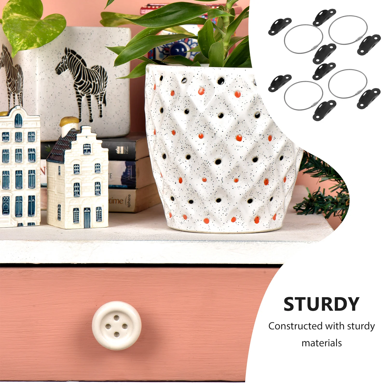 4 Sets Furniture Wall Anchors Furniture Straps Bookcase Cabinet Anchors for Baby Proofing