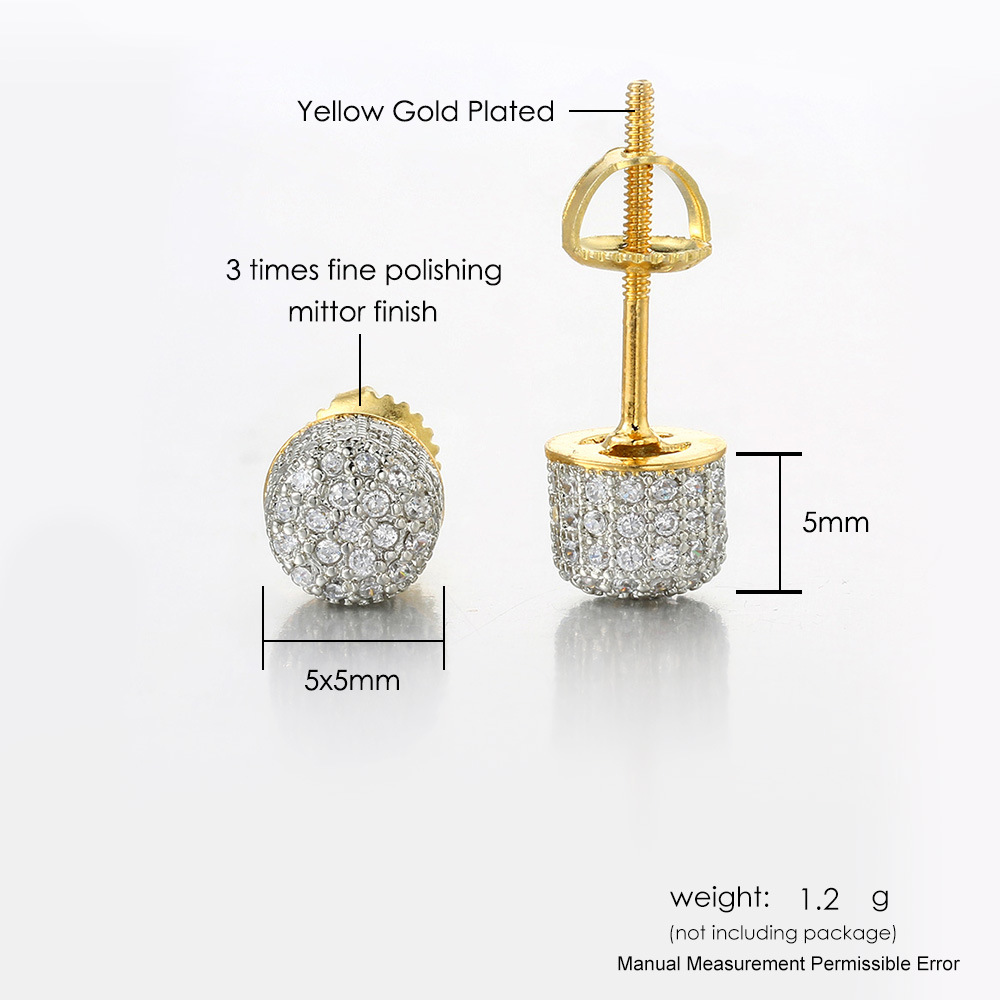 HipHop Half Round Thread Earrings for Women Micro Set AAA Zircon Party Banquet Women's Jewelry