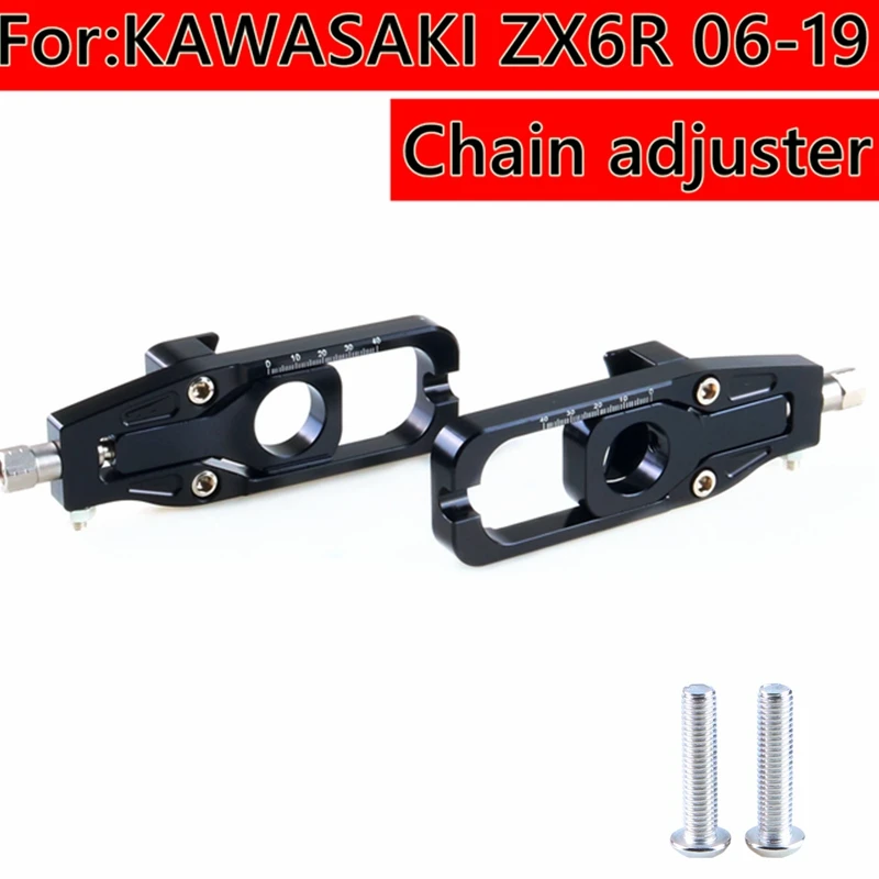 Motorcycle CNC Rear Axle Chain Adjuster Tensioners For KAWASAKI ZX6R ZX636 2005-2019 ZX-6R