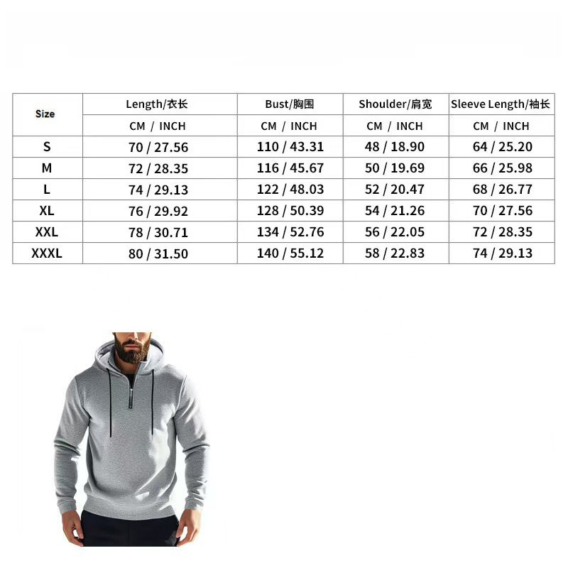 Men's sweater in autumn and winter with velvet hooded stand collar and half zipper long sleeve sports sweater coat for men.