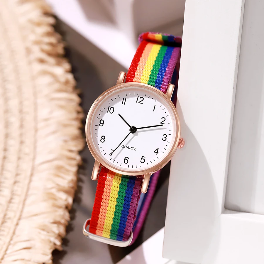 Casual Watch For Women Rainbow Band Watches Simple Classic Ladies Quartz Wristwatch Clock Gift relojes de mujer