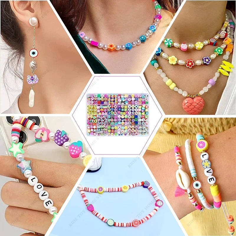 Bead Kids Set for Jewelery Making Craft Beads Little Girls DIY Necklaces Bracelet Children Games Gift Jewelry