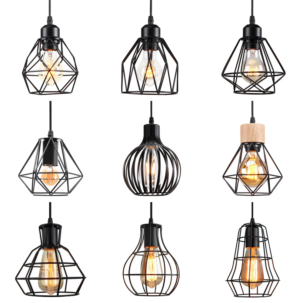 Vintage Industrial Retro Loft Pendant Ceiling Light LED Hanging Lamp Shade for Home Living Room Kitchen Lighting Luminaire Decor