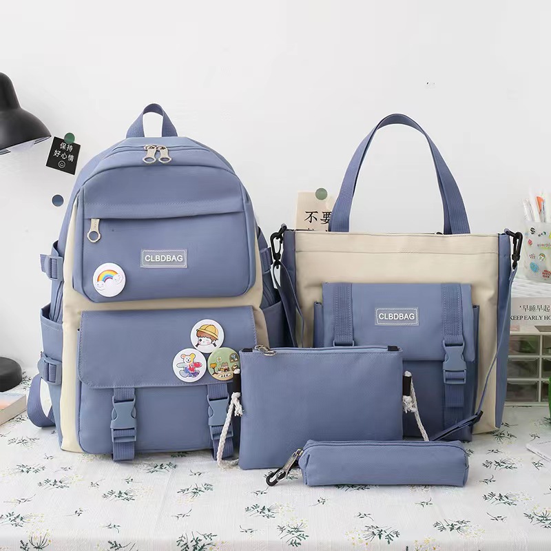 4 Pcs Set Kawaii Backpack For Student School Bags For Teenager Girls Schoolbag Book Bags Pencil Case Women Travel Backpack Tote