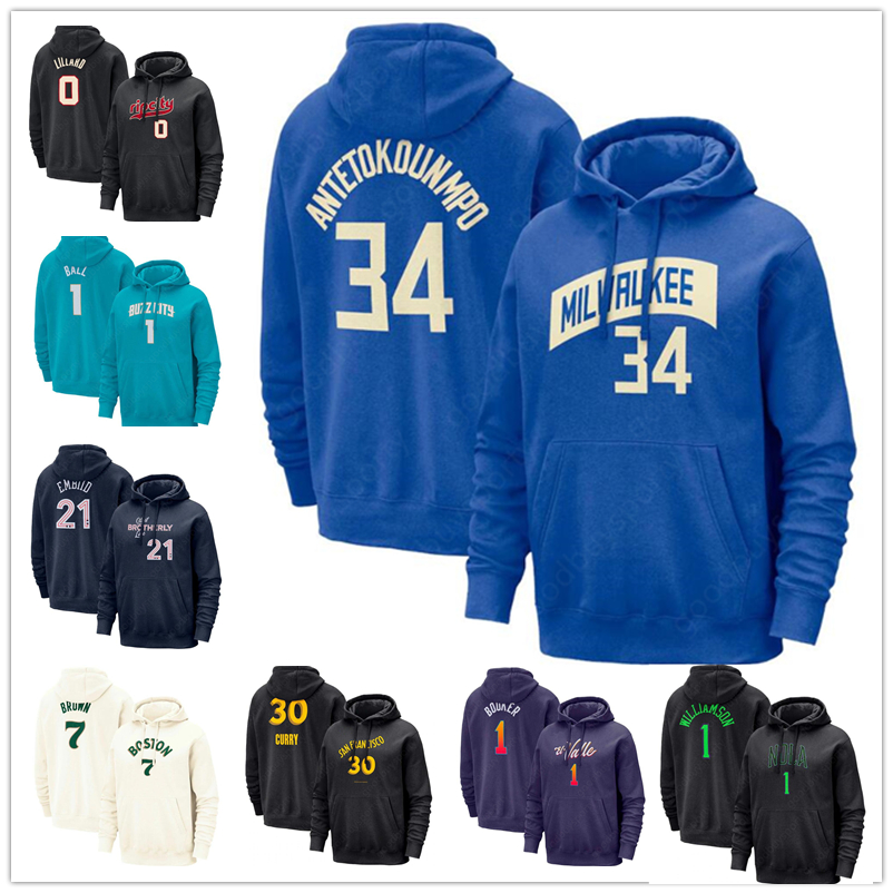 hoodie Antetokounmpo Curry Brown lillard Morant Williamson Durant James Embiid Jokic booker butler BALL Thompson bcceefab