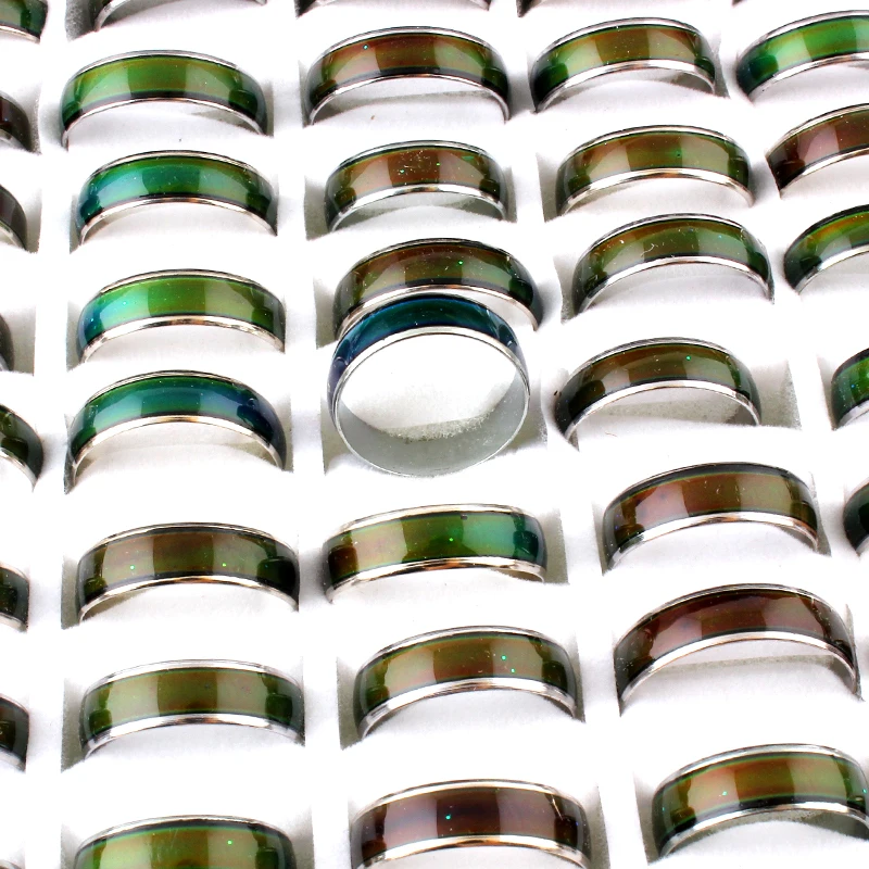 100pcs Wholesale Change Color Mood Rings Temperature Changable Color Ring Free Shipping+Display box