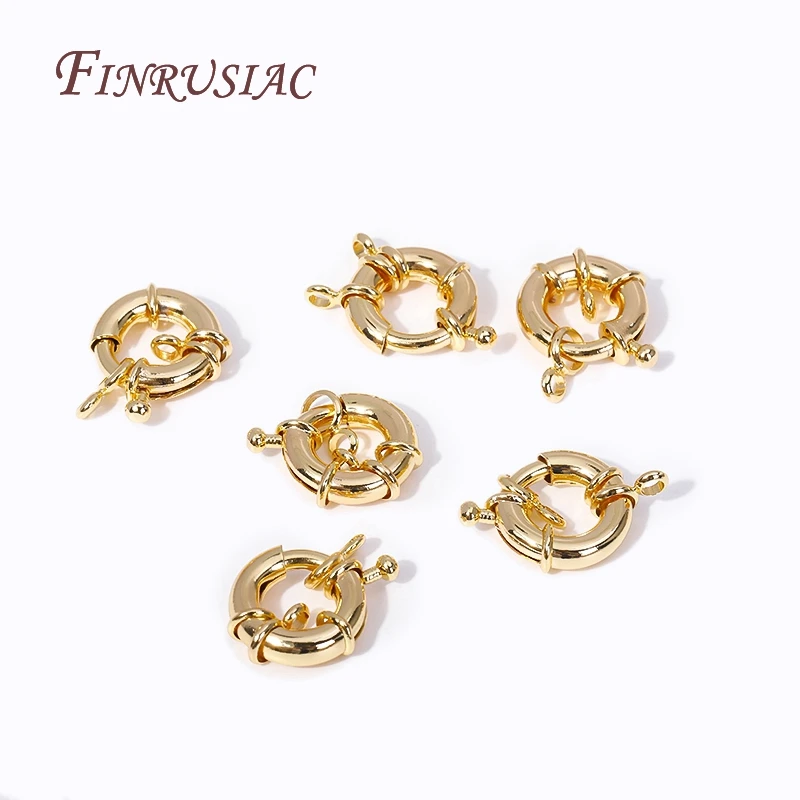 9/11.5/15MM Carabiner Spring Ring 14k Gold Plated Brass Metal Jewelry Clasps Fasteners DIY Handmade Necklace Accessories