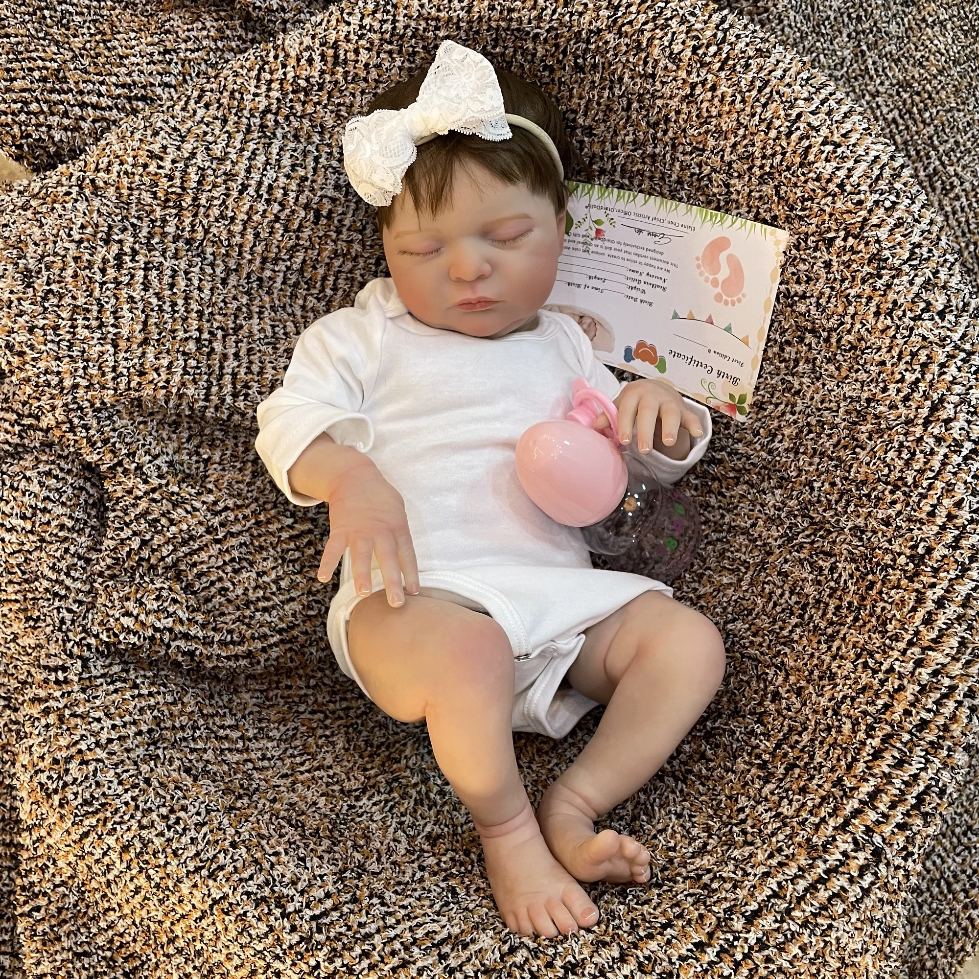 50cm Cuddly Laura Bebe Reborn With Rooted Hair Handmade Soft Touch Feeling Lifelike Real Doll For Children's Gift