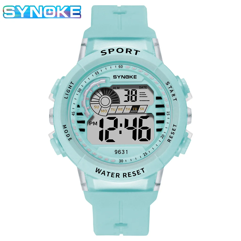 SYNOKE Fashion Kids Sport Watches 50M Waterproof Electronic Wristwatch Stop Watch Clock Children Digital Watch For Boys Girls