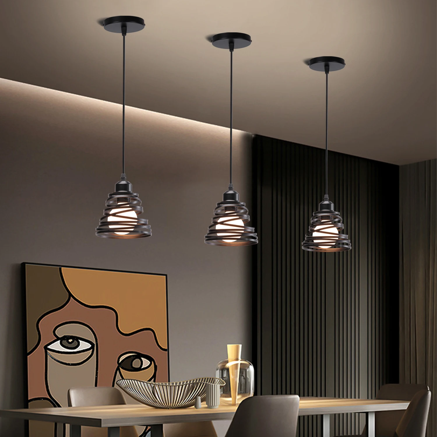 Vintage Industrial Retro Loft Pendant Ceiling Light LED Hanging Lamp Shade for Home Living Room Kitchen Lighting Luminaire Decor