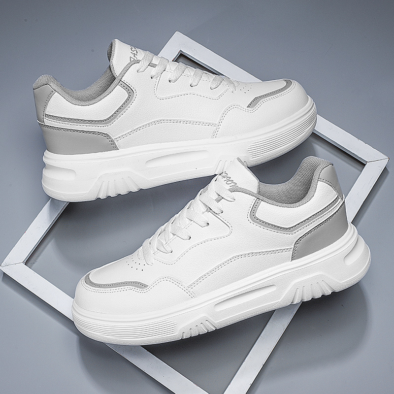 Men PU Leather Soft Comfortable Flat Casual Sneakers Spring Autumn Black White Light Breathable Sports Tenis Shoes 42e58