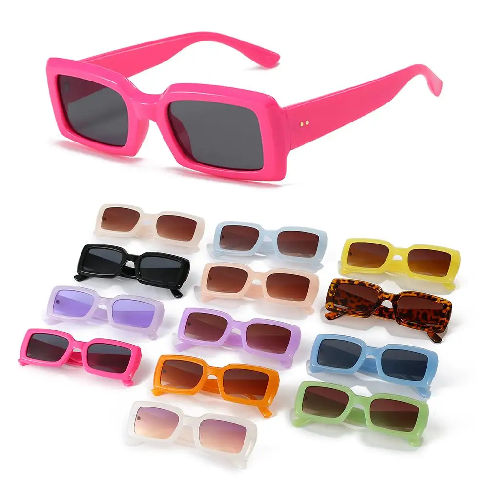 Women & Men Square Trendy Jelly Color Eyewear Purple Sun Glasses Men's Shades Small Rectangle Sunglasses