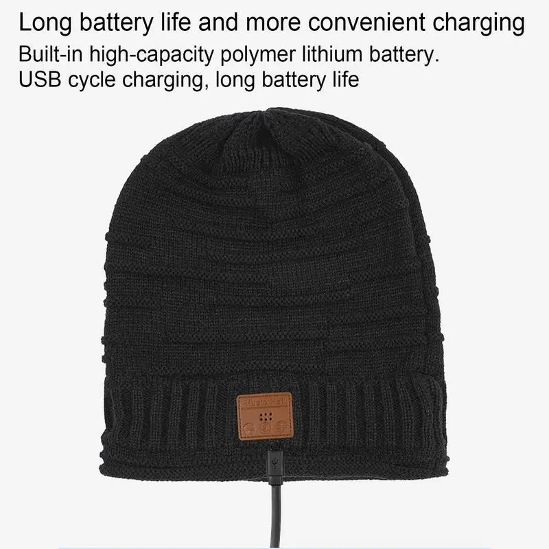 Beanie Headphones Washable Winter Warm Blue Tooth Beanies Handsfree Outdoor Sports Music Earphones Hat For Woman Men Teenagers