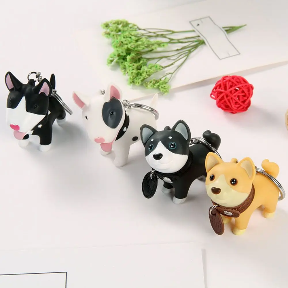 1 PCS Cute Dog Keychain Creative Hand-painted Terrier Key Ring Simple Lovely Animal Shape Car Key Holder